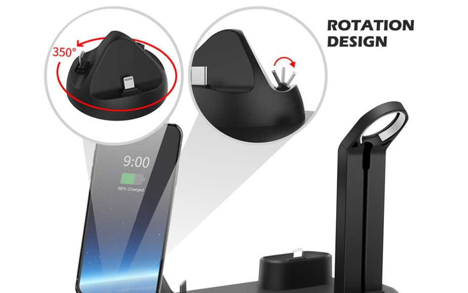 360 ° Rotating 3-in-1 Charger for Smart Watch and Phones